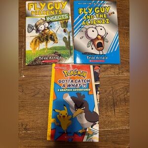 Kids Books pokemon, fly guy comics, novels, cat kid 4 books